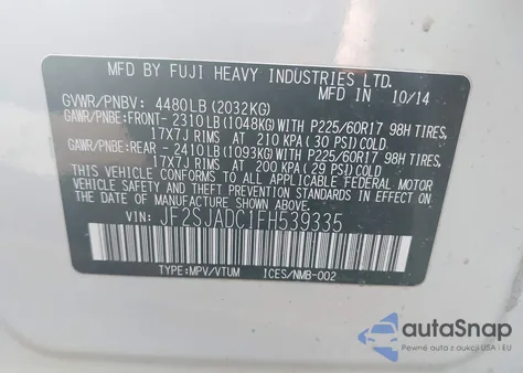 2015 Subaru Forester 2.5I Premium z USA, uszkodzony, nr VIN JF2SJADC1FH539335